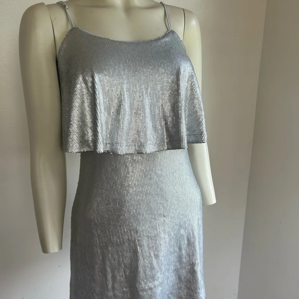 Forever 21 Silver Ruffled Tiered Mini Dress S